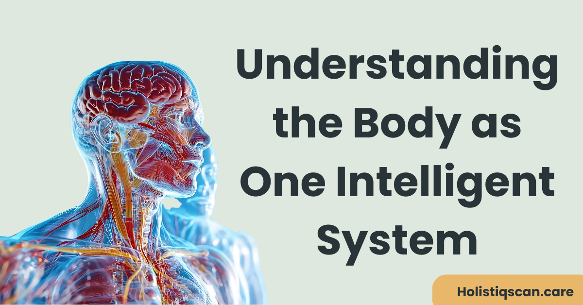 Illustration of the human brain and nervous system, representing the body as one intelligent, connected system in holistic and integrative wellness.